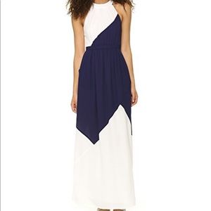 Shoshanna Navy White Darren Combo Gown Casual Maxi